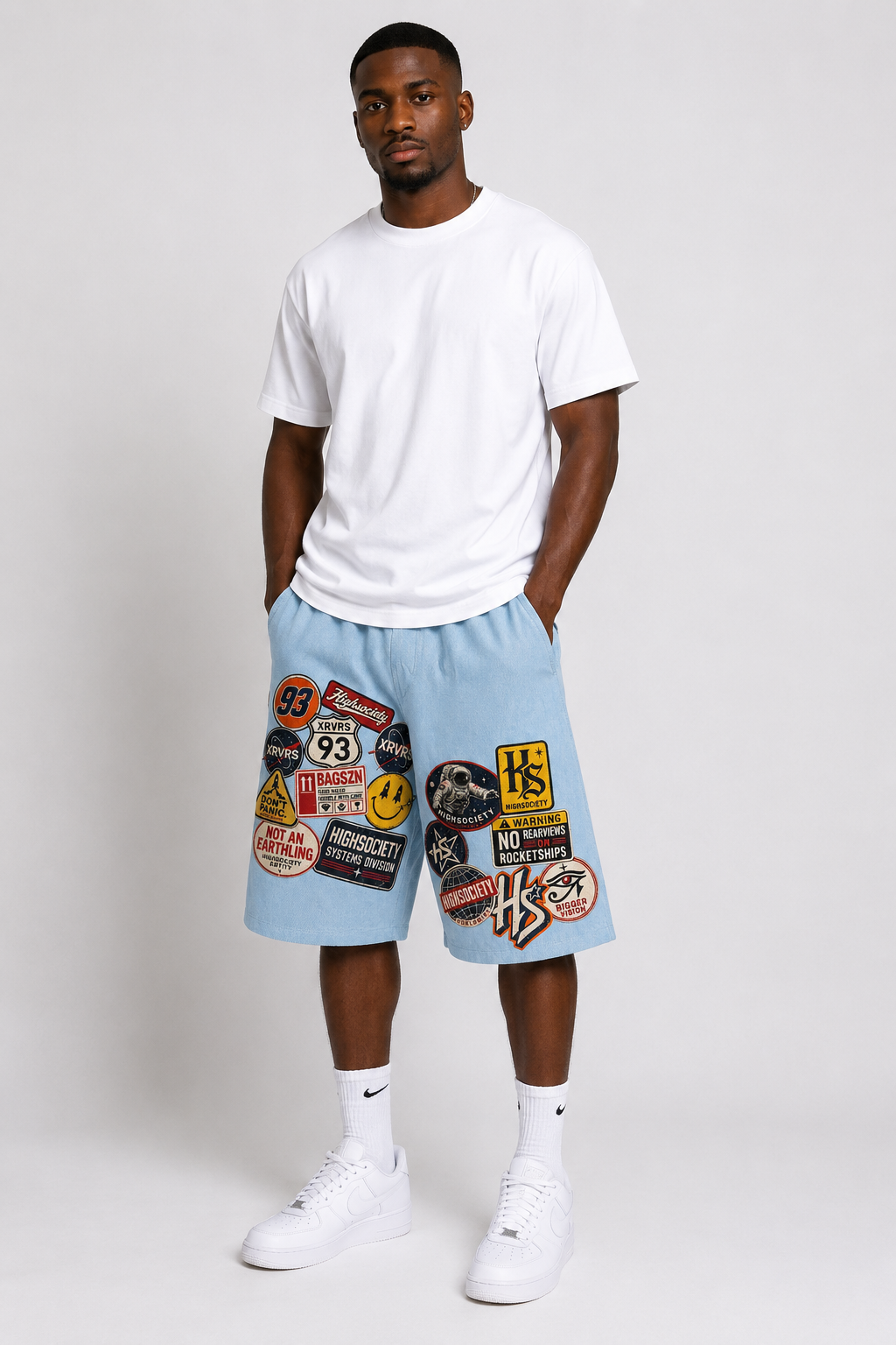 HIGHSOCIETY XRVRS LABEL PATCH SHORTS